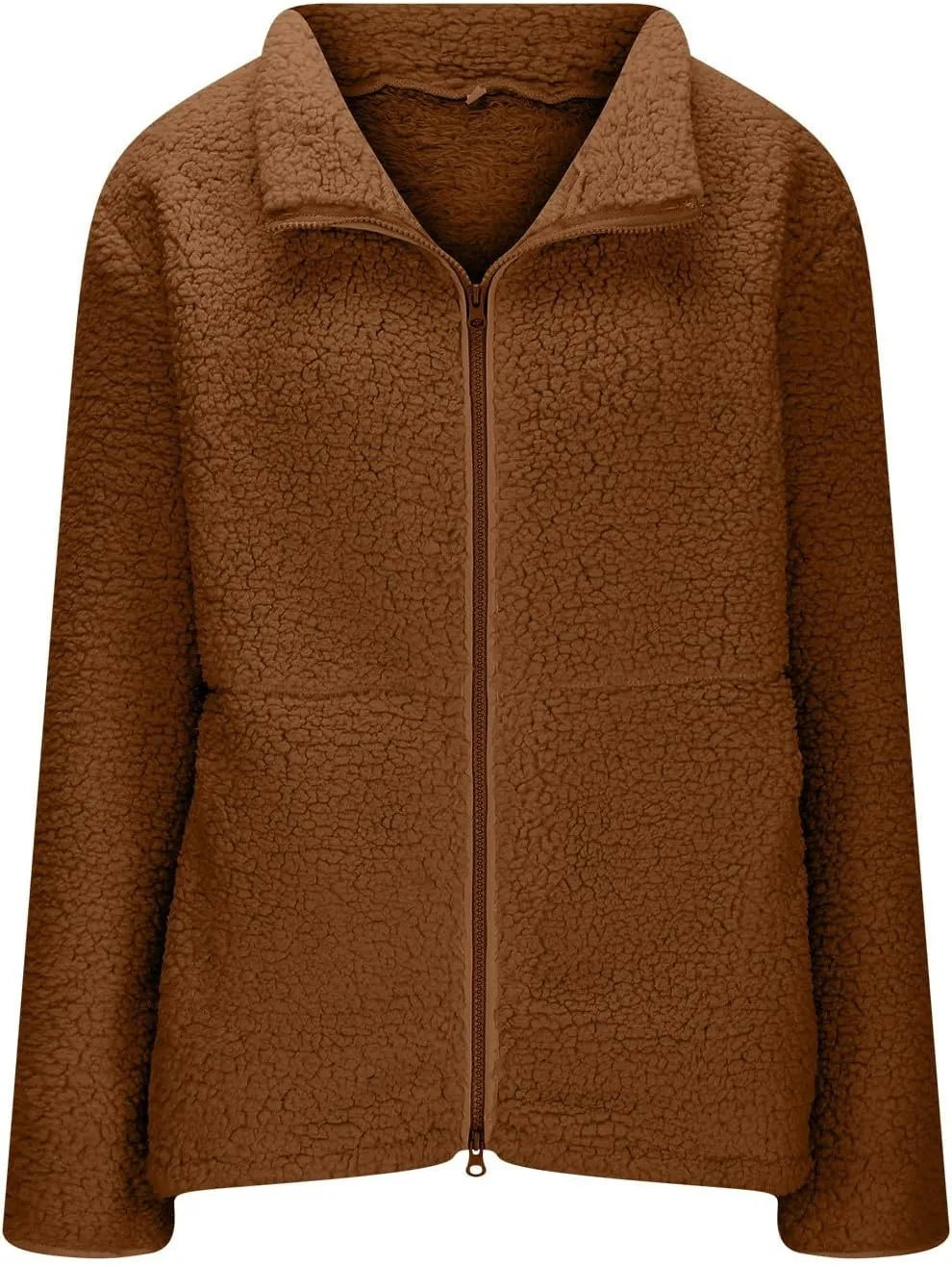 Sweater Coats for Women Vintage Solid Fleece Jackets Fuzzy Long Sleeve Winter Coats with Pockets Outerwear