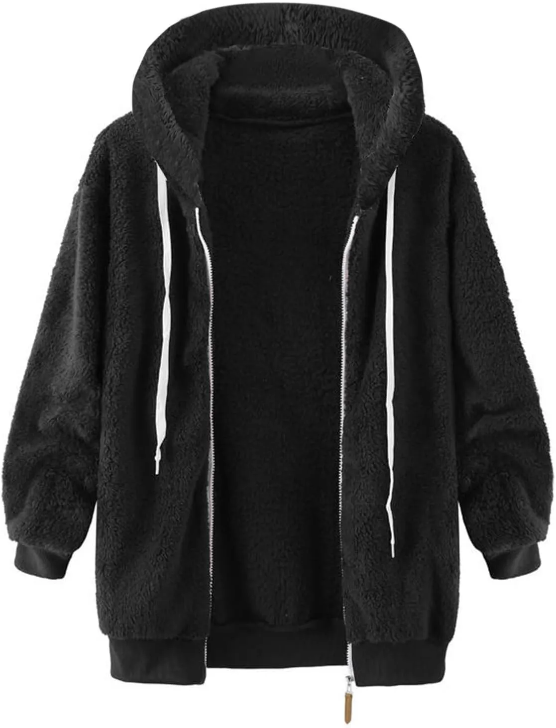 TANGNADE Cute Jackets for Women Trendy Plus Size Winter Fuzzy Fleece Coats Comfy Warm Zip Up Hoodies Outwear