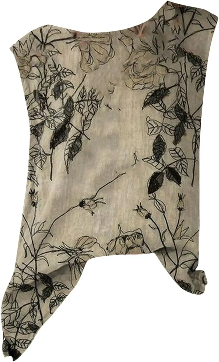 Tank Top for Women Loose Fit Sleeveless Boat Neck Tank Floral Graphic Camisole Tops Trendy Spring Summer Clothes
