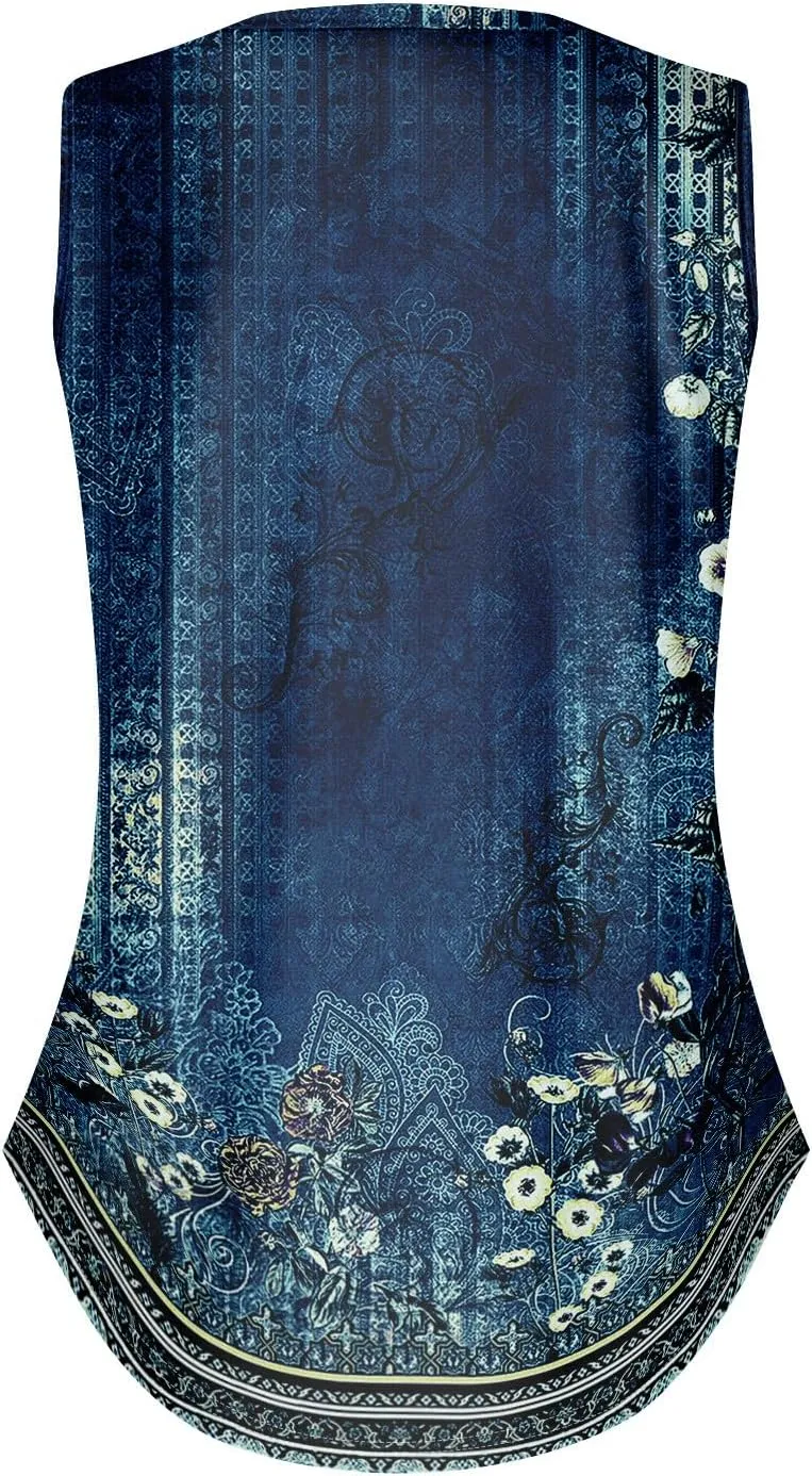 Tank Tops for Women 2025 Loose Fit V Neck Dressy Casual Tops Sleeveless Floral Print Shirts Summer Trendy Tank Tops