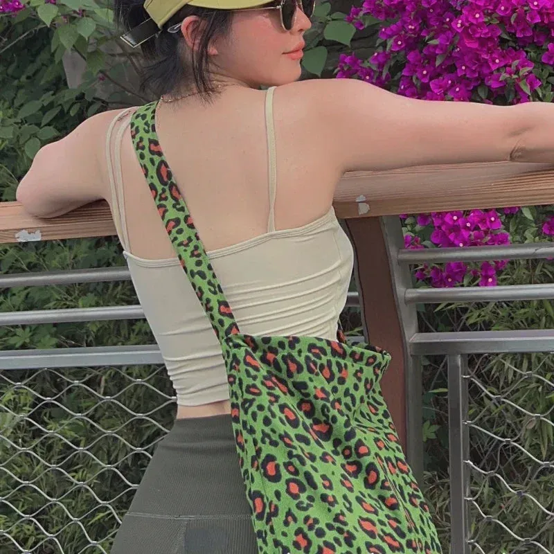 TAVIMART  -  High-capacity Y2k Aesthetic Trendy Shoulder Bag Vintage Leopard All Match Women's Handbags Harajuku Streetwear Crossbody Bags