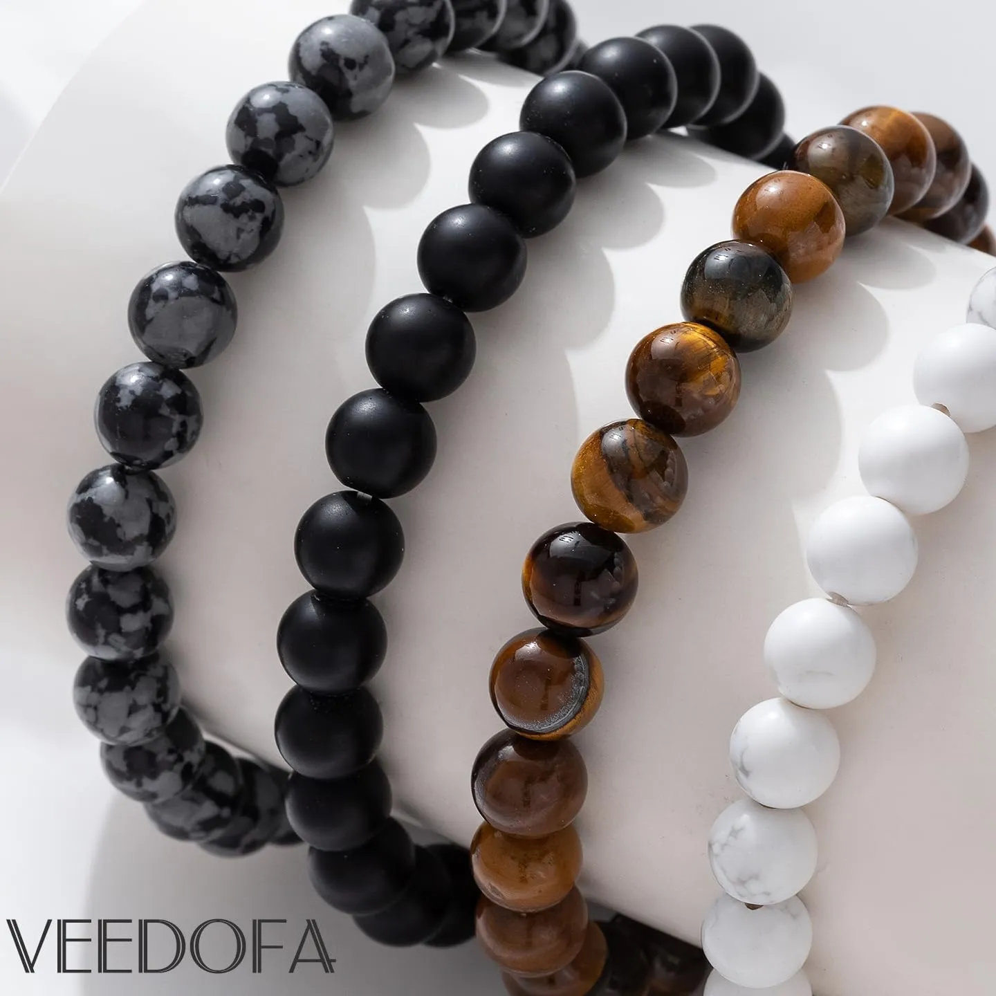 Tiger Eye Beaded Bracelets for Men - Elastic 8MM Natural Stone Bracelet Set Lava Rock Bracelets Gifts for Son Grandson Bonus Son Boyfriend Brother