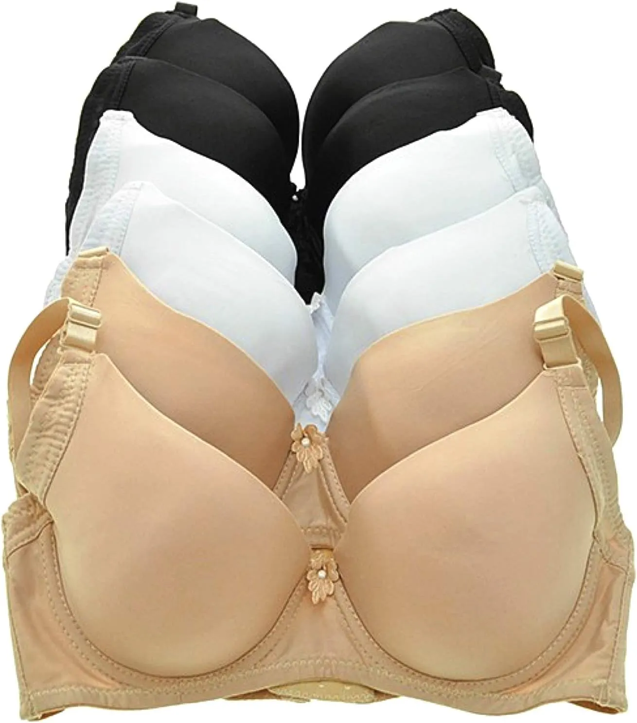 ToBeInStyle Women's Pack of 6 Wired Padded T-Shirt Bras with Wide Wings