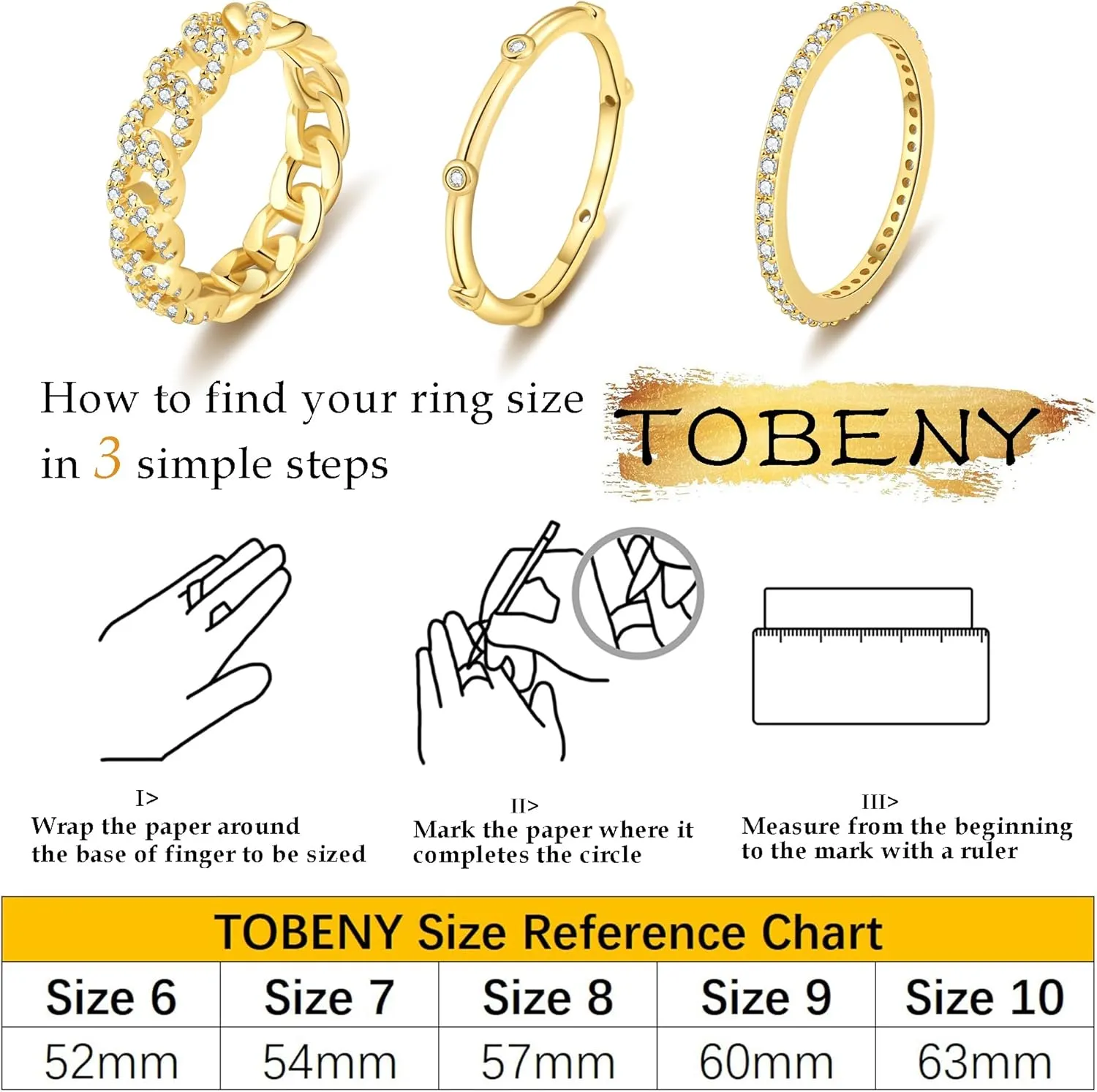 TOBENY Stackable Gold Rings for Women Non Tarnish Trendy 14K Gold Plated Stacking Cubic Zirconia Thin Thumb Ring Set Dainty Promise Wedding Bands Engagement Statement Rings for Women Size 6 7 8 9 10