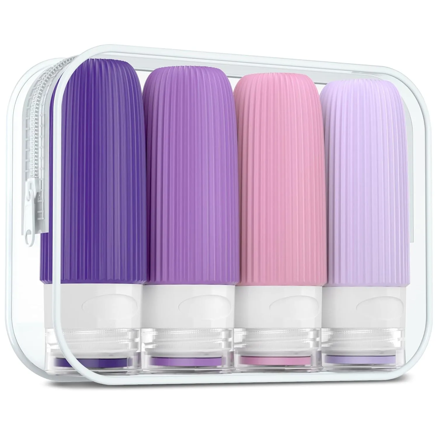 Travel Bottles for Toiletries, Tsa Approved 2oz Travel Bottles, BPA Free Leak Proof Travel Size Toiletry Containers, Refillable Travel Accessories with Toiletry Bag for Shampoo (4 Pack)