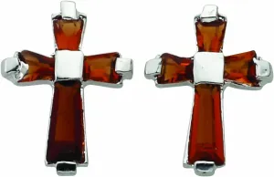 True Faith Jewelry Sterling Silver January Birthstone Crystal Cross Earrings, 3/8 Inch