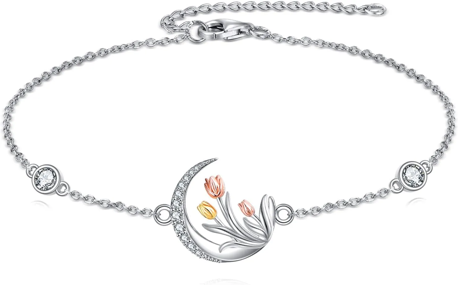 Tulip Bracelets Sterling Silver Plumeria Bracelets for Women