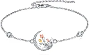 Tulip Bracelets Sterling Silver Plumeria Bracelets for Women