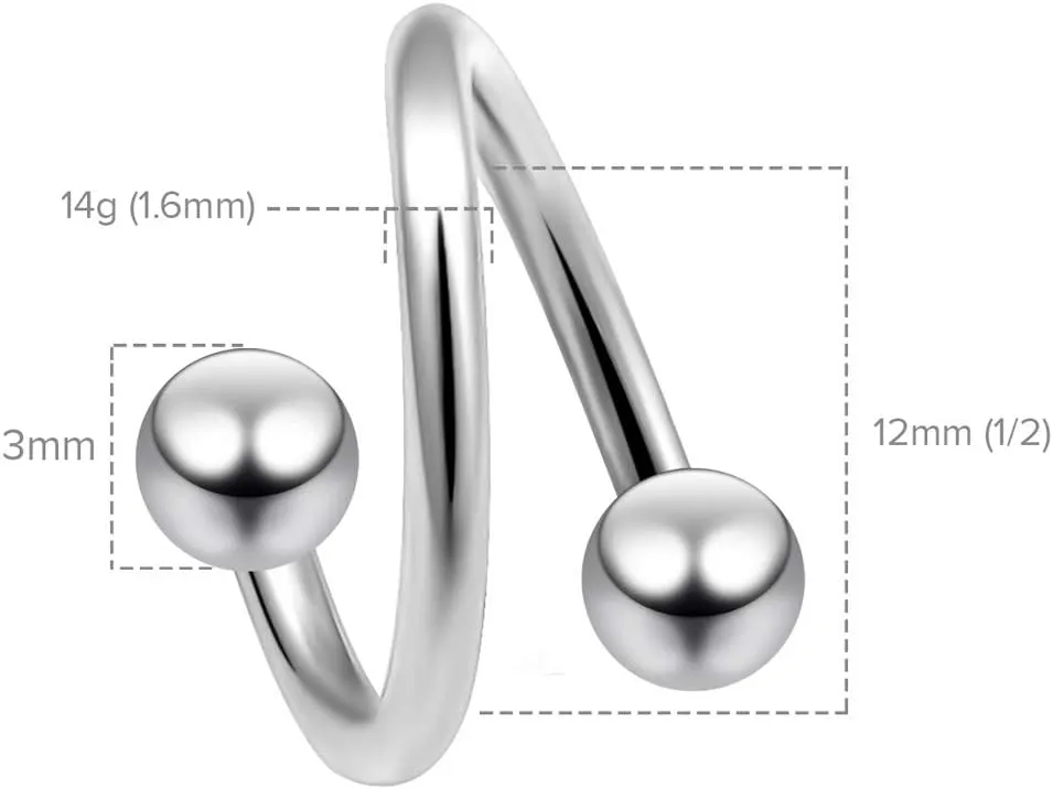Twister Cartilage Barbell Eyebrow Spiral Belly Button Ring Helix Twist Daith Navel Hood Earring Hoop Tragus