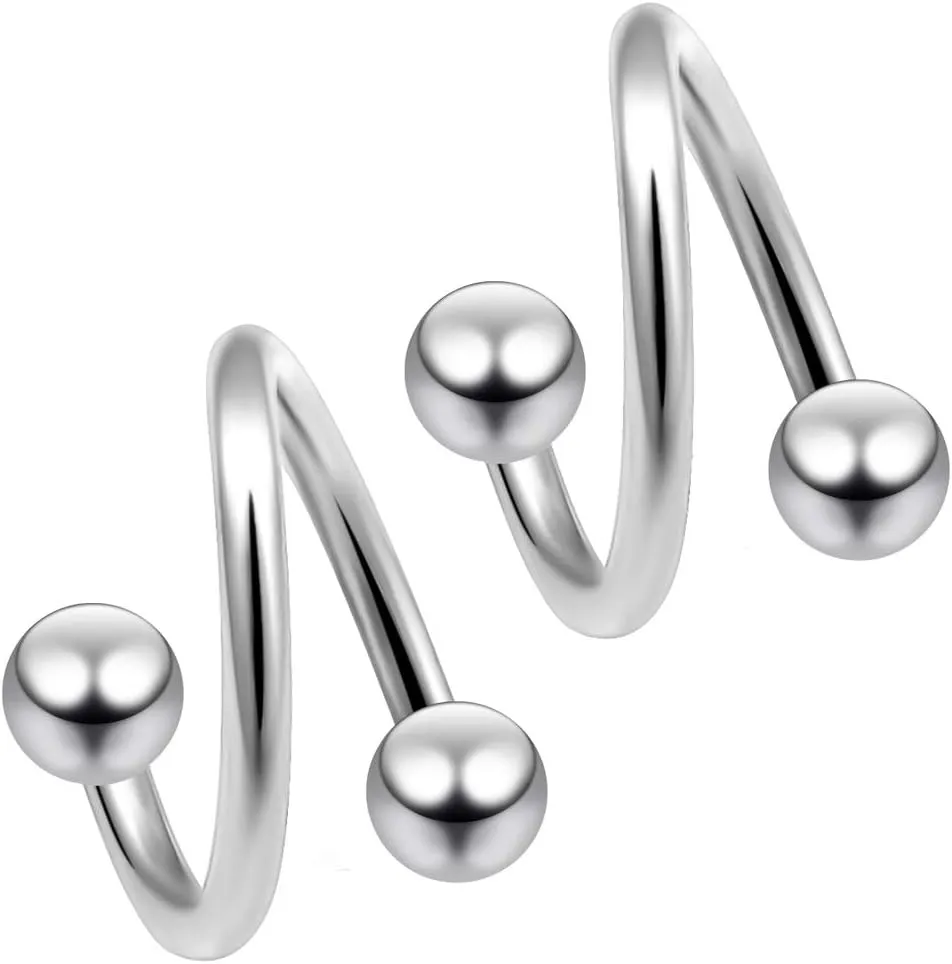 Twister Cartilage Barbell Eyebrow Spiral Belly Button Ring Helix Twist Daith Navel Hood Earring Hoop Tragus