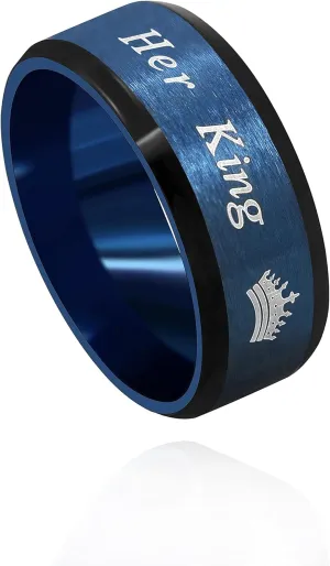 Uloveido Fashion 2-Tones Queen King Rings - Stainless Steel Her King and His Queen Couples Wedding Band Engagement Y1314