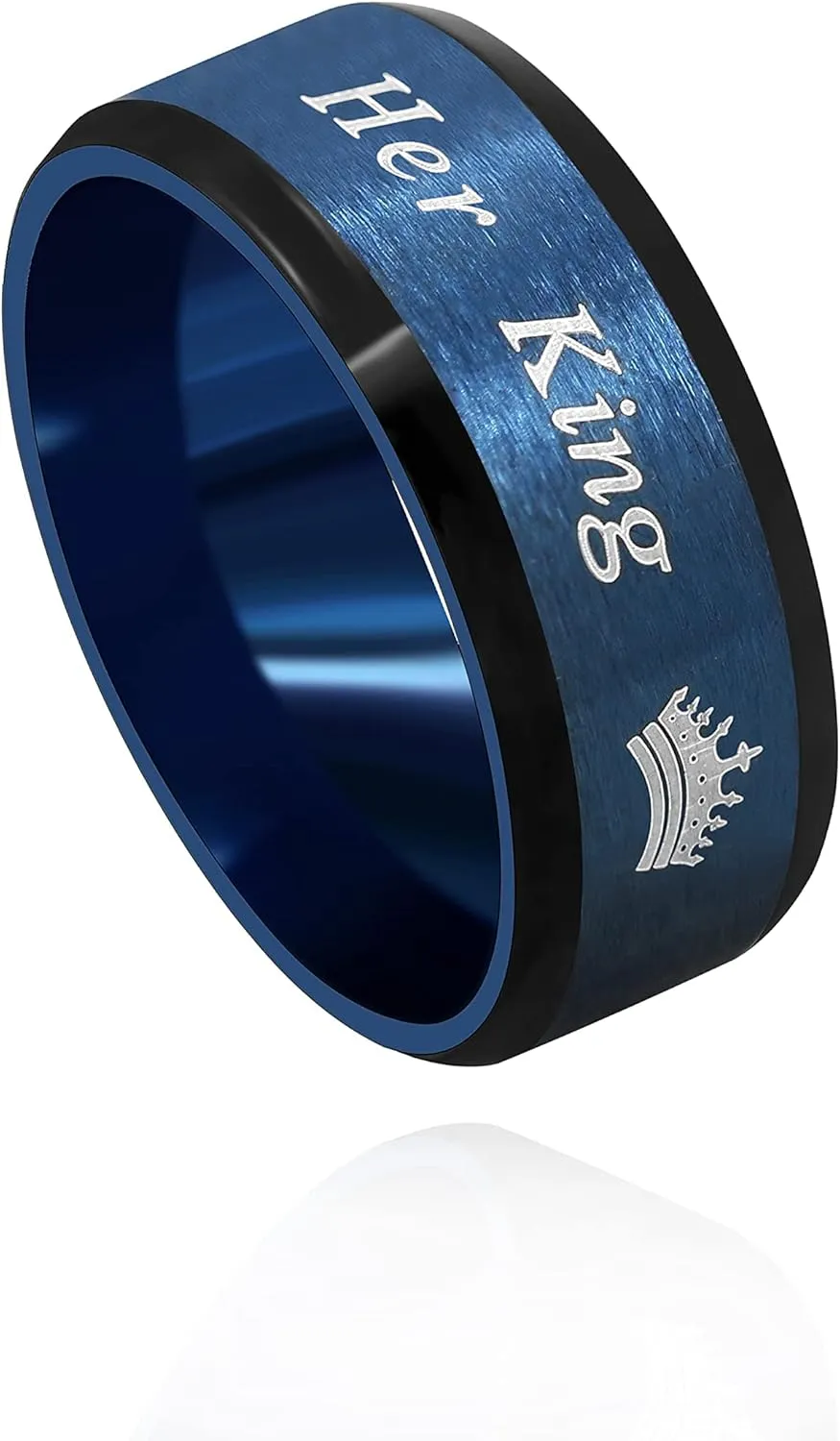 Uloveido Fashion 2-Tones Queen King Rings - Stainless Steel Her King and His Queen Couples Wedding Band Engagement Y1314