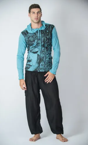 Unisex Butterfly Buddha Hoodie in Turquoise