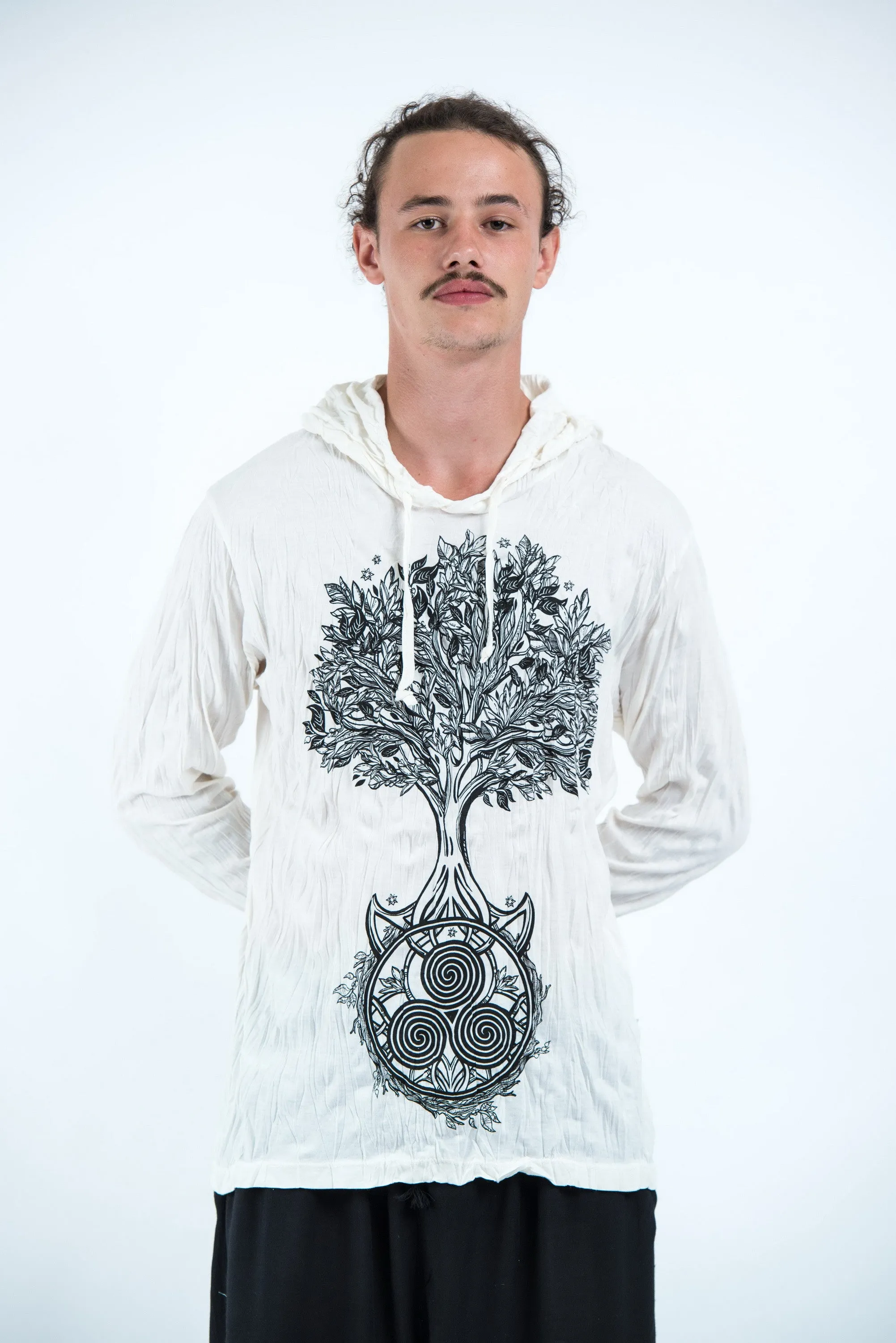 Unisex Celtic Tree Hoodie in White