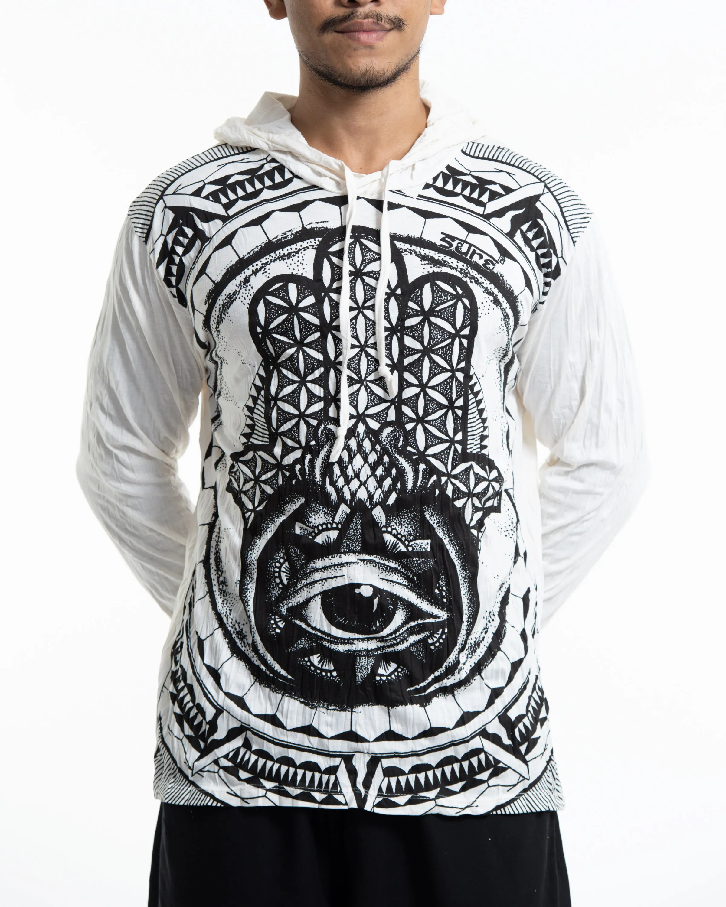 Unisex Hamsa Eye Hoodie in White