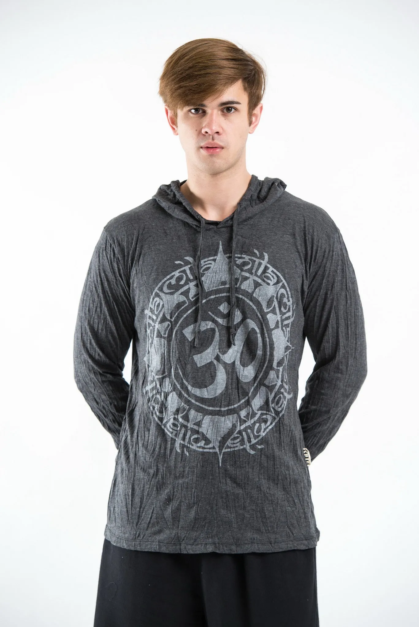Unisex Infinitee Om Hoodie in Silver on Black