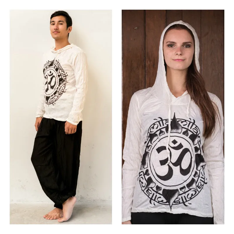 Unisex Infinitee Om Hoodie in White