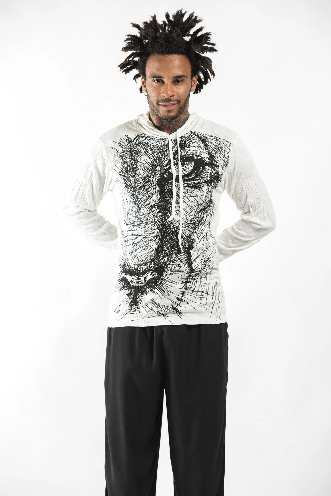 Unisex Lions Eye Hoodie in White