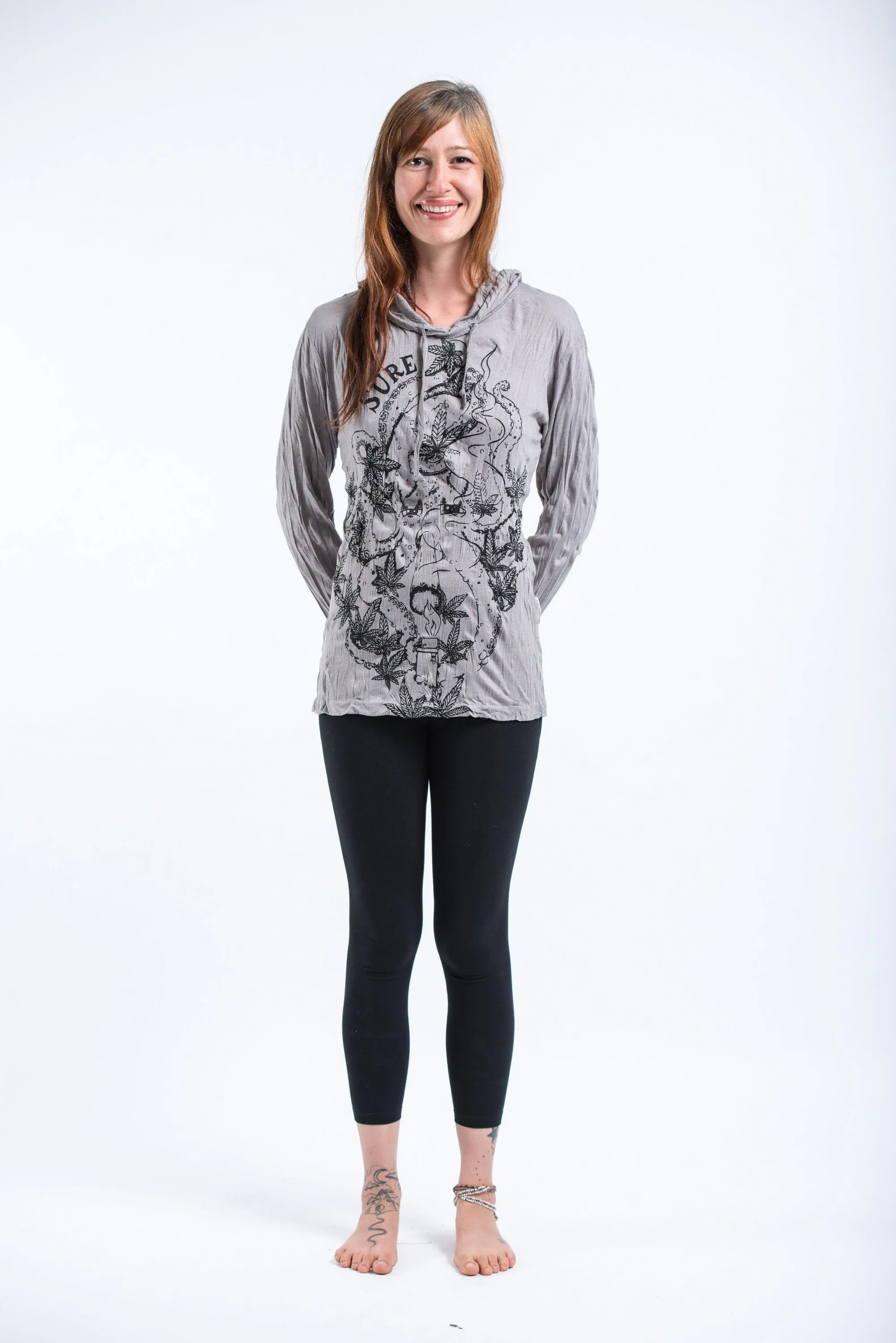 Unisex Octopus Weed Hoodie in Gray