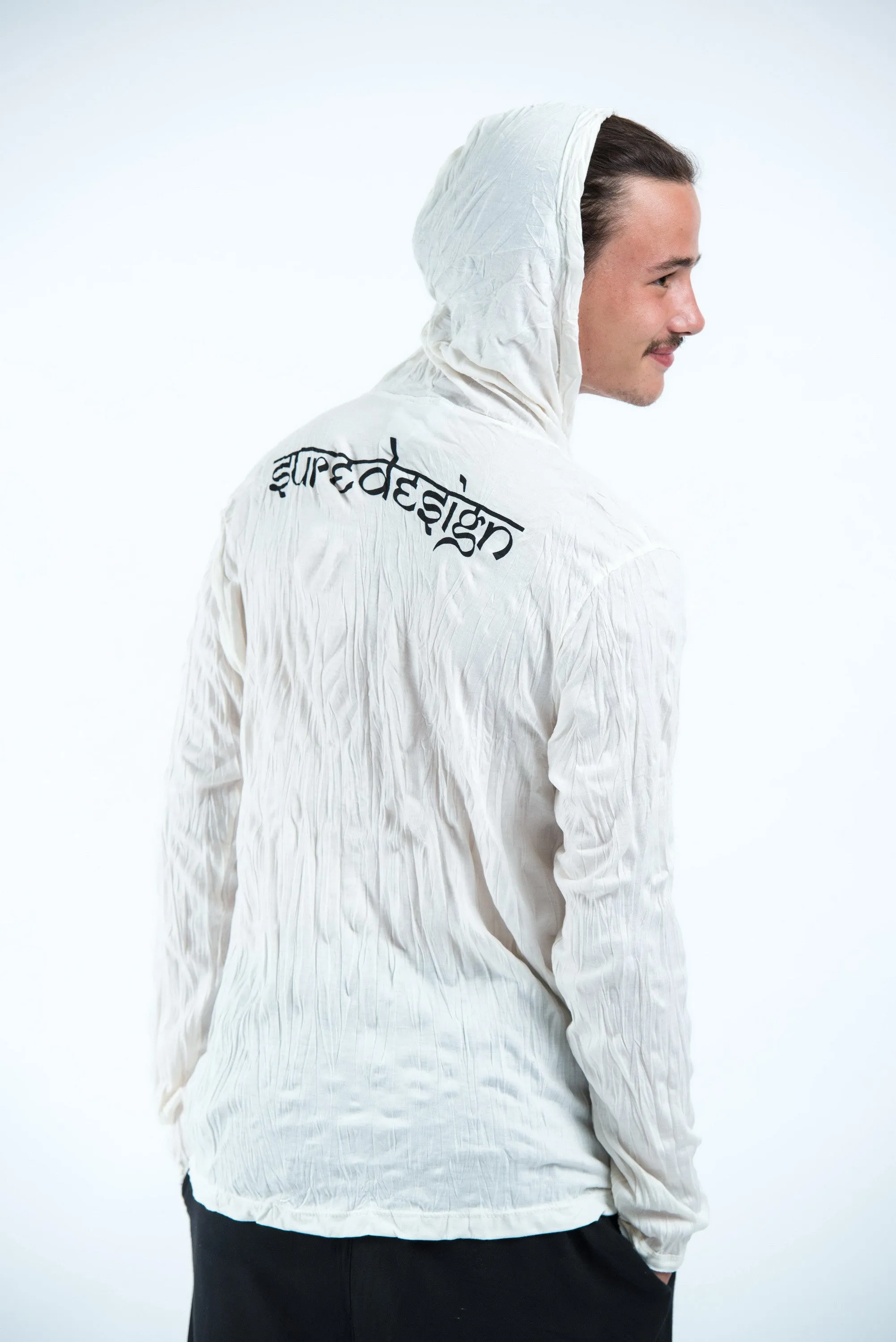 Unisex Om and Koi Fish Hoodie in White