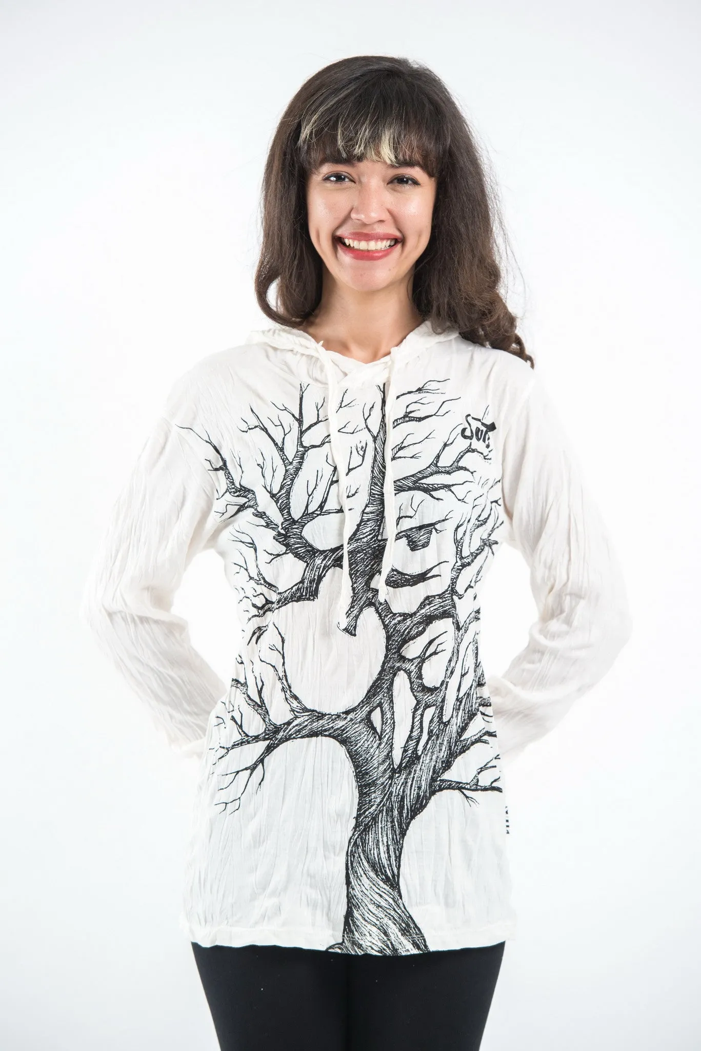 Unisex Om Tree Hoodie in White