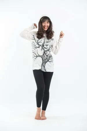 Unisex Om Tree Hoodie in White