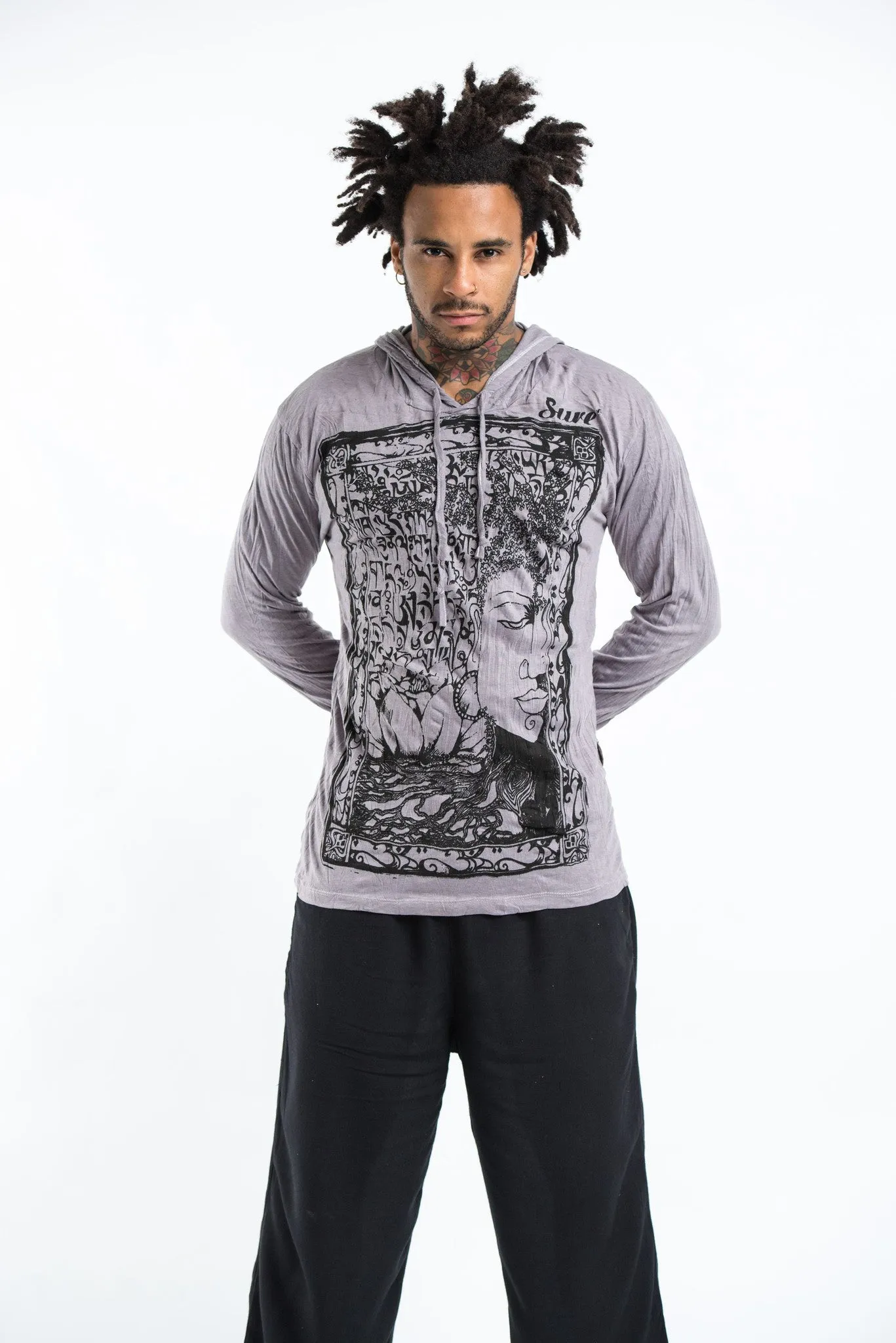 Unisex Sanskrit Buddha Hoodie in Gray