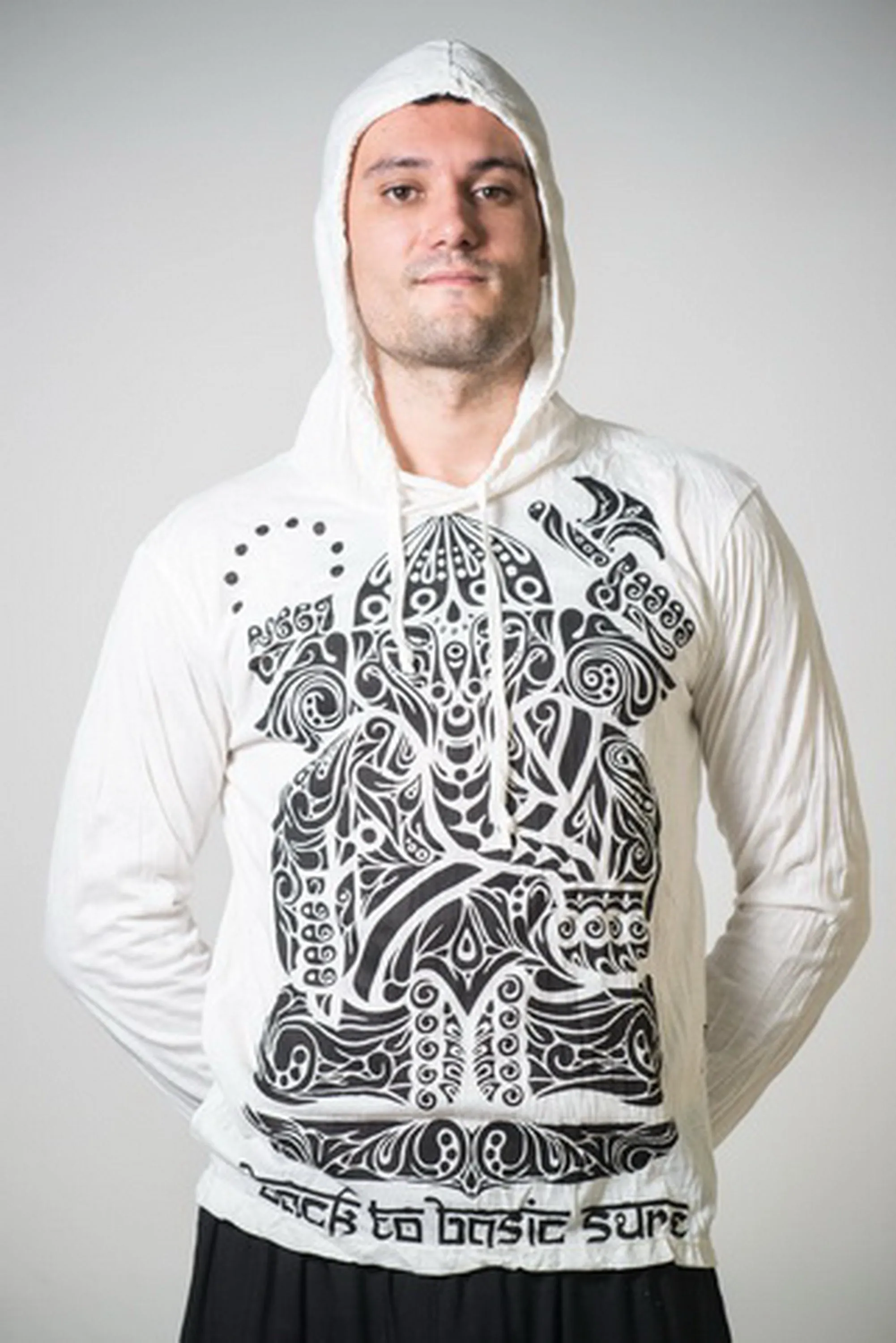 Unisex Tattoo Ganesh Hoodie in White
