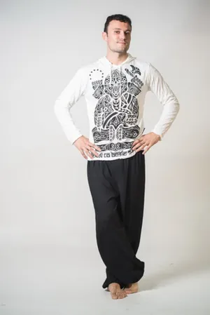 Unisex Tattoo Ganesh Hoodie in White