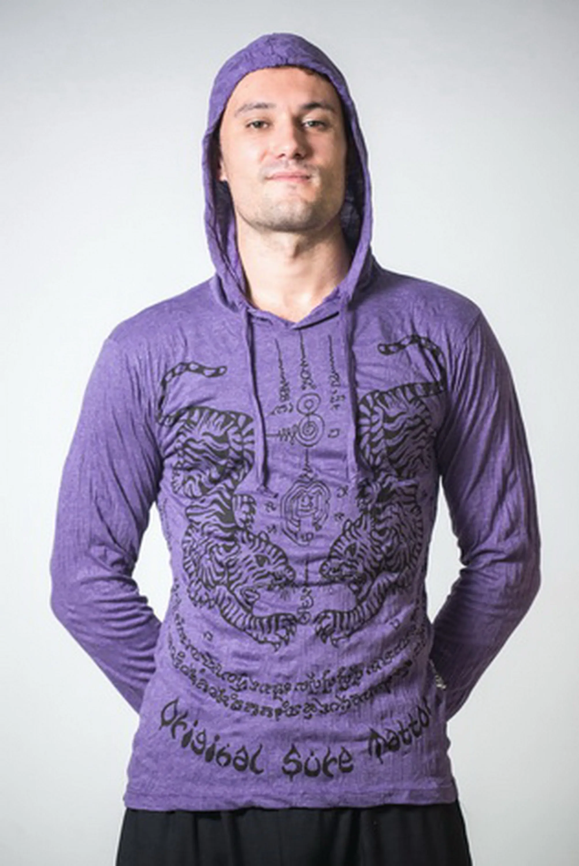 Unisex Thai Tattoo Hoodie in Purple