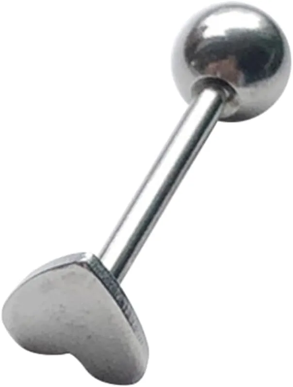 VALICLUD Stainless Steel Tragus Piercing Jewelry Heart Design Tongue Ring Cute Tongue Studs