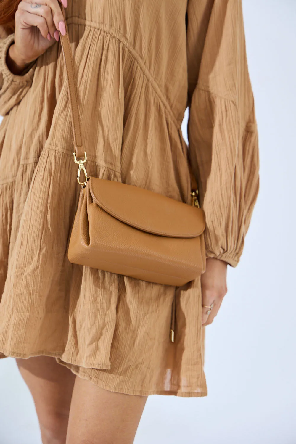 Vegan PU Leather Malibu Crossbody - Biscuit