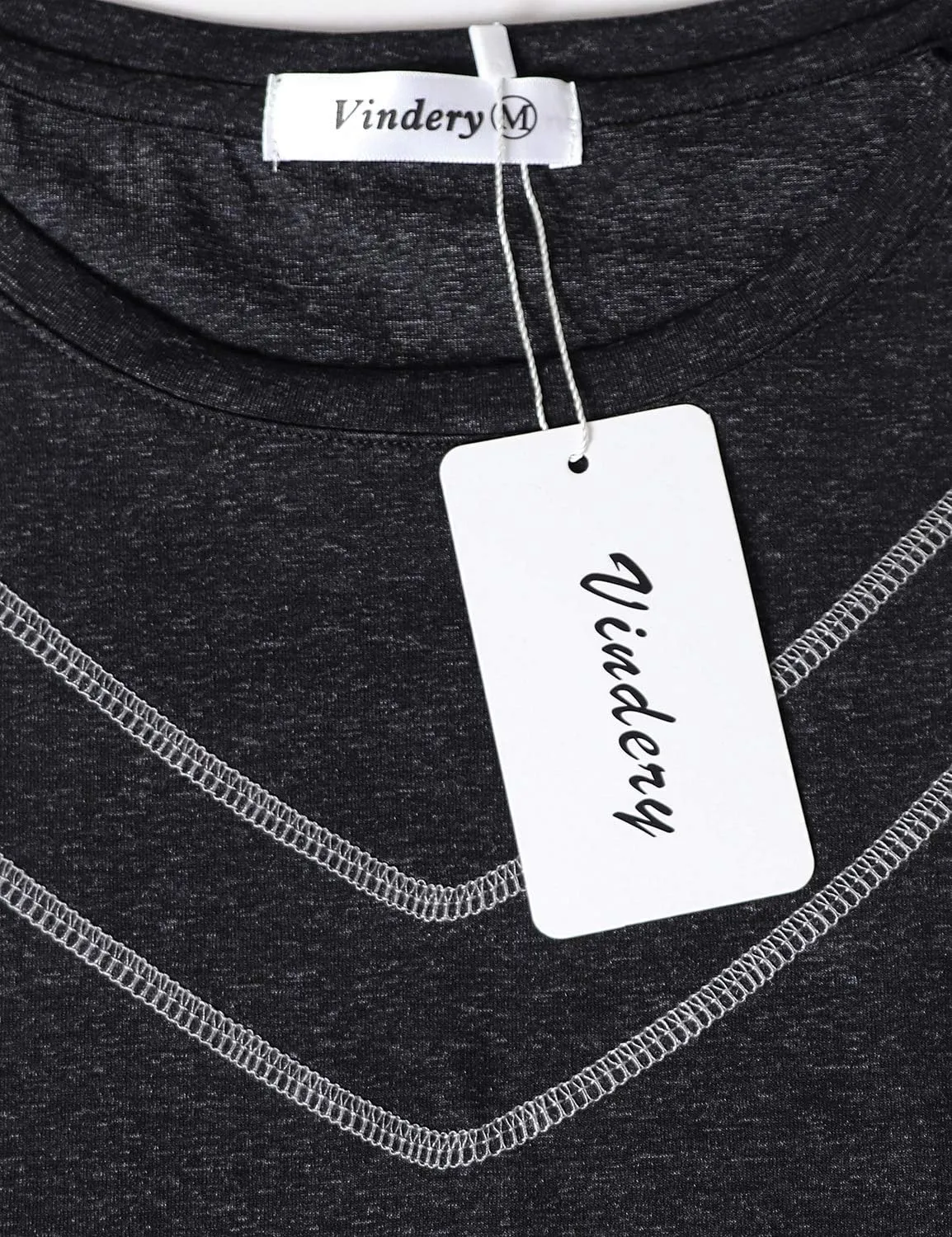 Vindery Women Quick-Dry Line Decor Front Yoga Workout Shirts Athletic Gym Loose Fit Tops