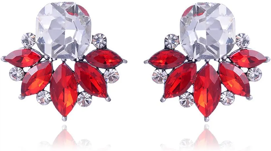 Vintage Rhinestone Cluster Earrings Crystal Cluster Stud Earring for Women Sparkly Cluster Rhinestone Earrings Wedding Bridal Prom Formal Party Gifts Jewelry Collections