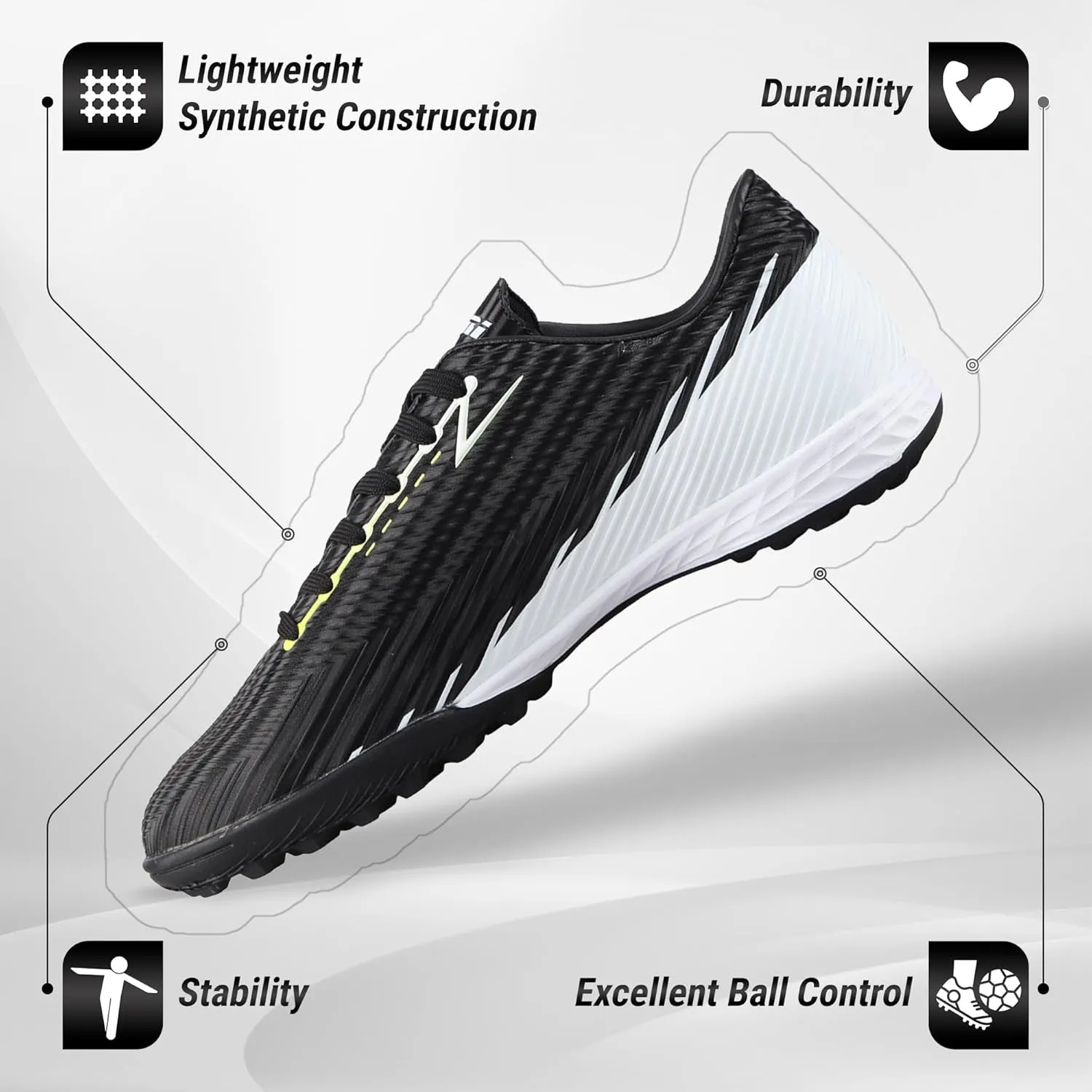 Vizari Tesoro Turf Cleats for Men and Women | Durable Football Turf Shoes with Rubber Outsole | Lightweight Mens Turf Soccer Shoes for Indoor and Outdoor Soccer