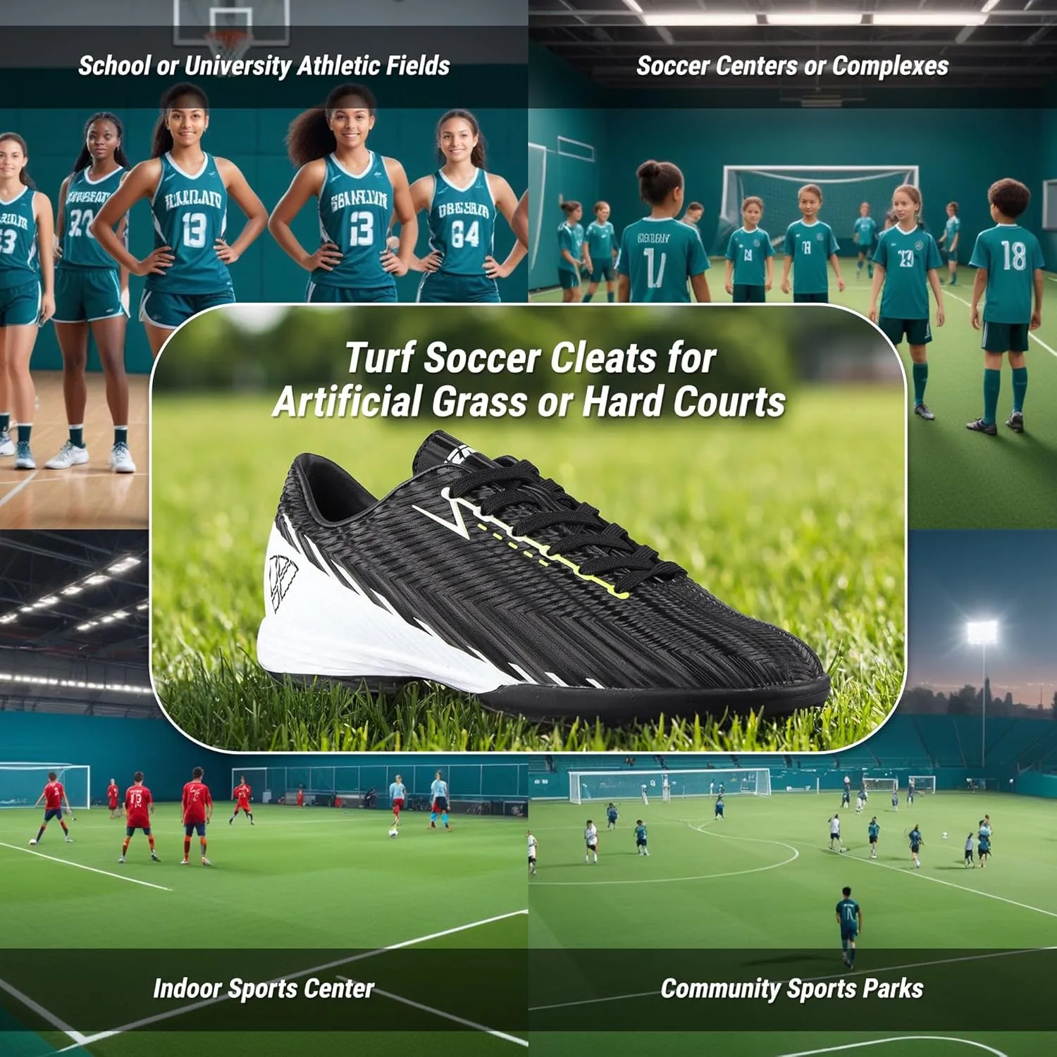 Vizari Tesoro Turf Cleats for Men and Women | Durable Football Turf Shoes with Rubber Outsole | Lightweight Mens Turf Soccer Shoes for Indoor and Outdoor Soccer