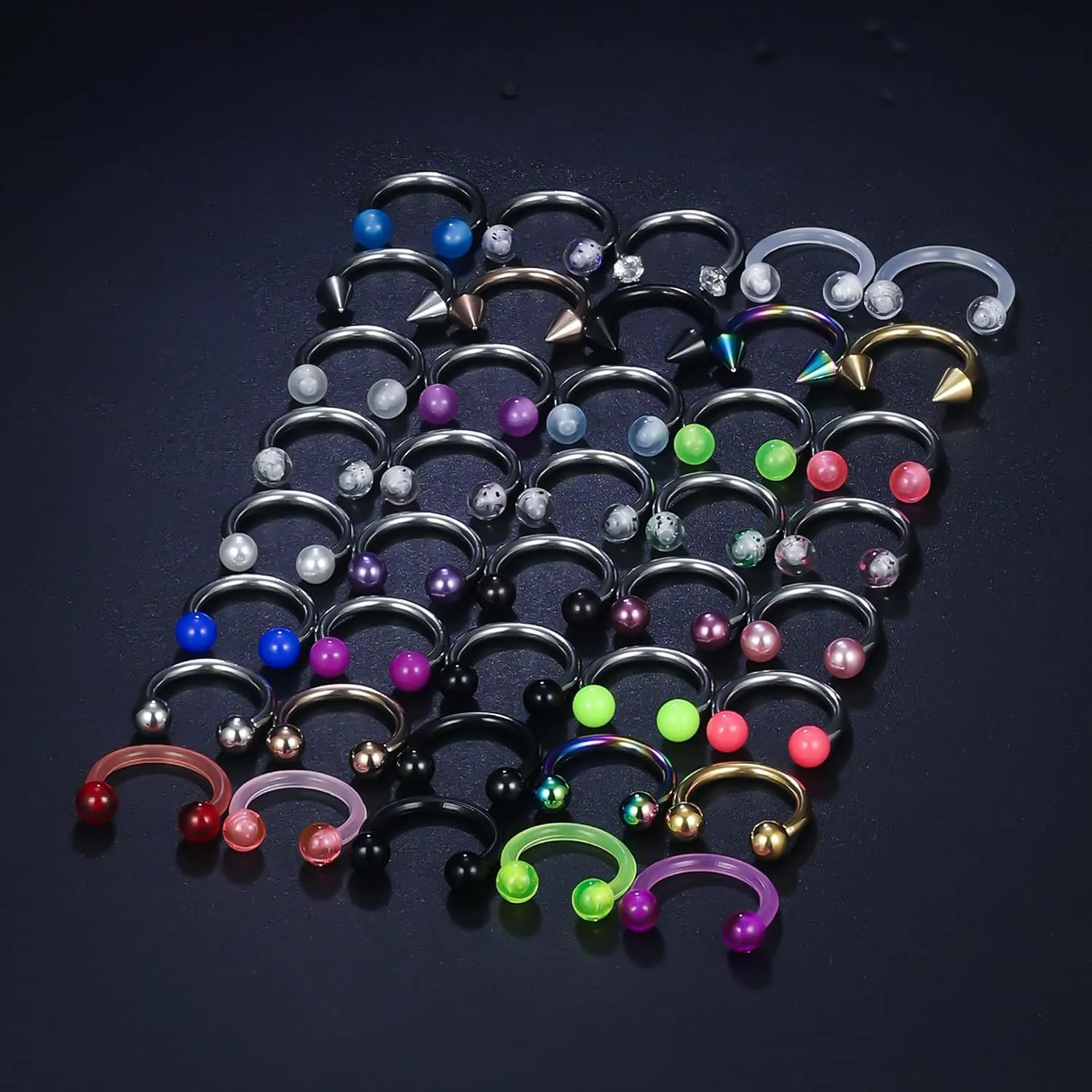 Vsnnsns 14G 16G 18G Septum Rings Piercing Jewelry 316L Stainless Surgical Steel Horseshoe Septum Nose Rings Snake Bite Lip Ring Daith Rook Earrings Smiley Piercing Jewelry for Women Men 8MM 10MM 12MM