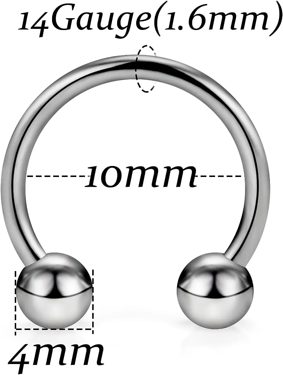Vsnnsns Titanium Septum Rings 14G & 16G - Horseshoe & Snake Bite Piercing Jewelry for Women & Men - 8MM to 16MM