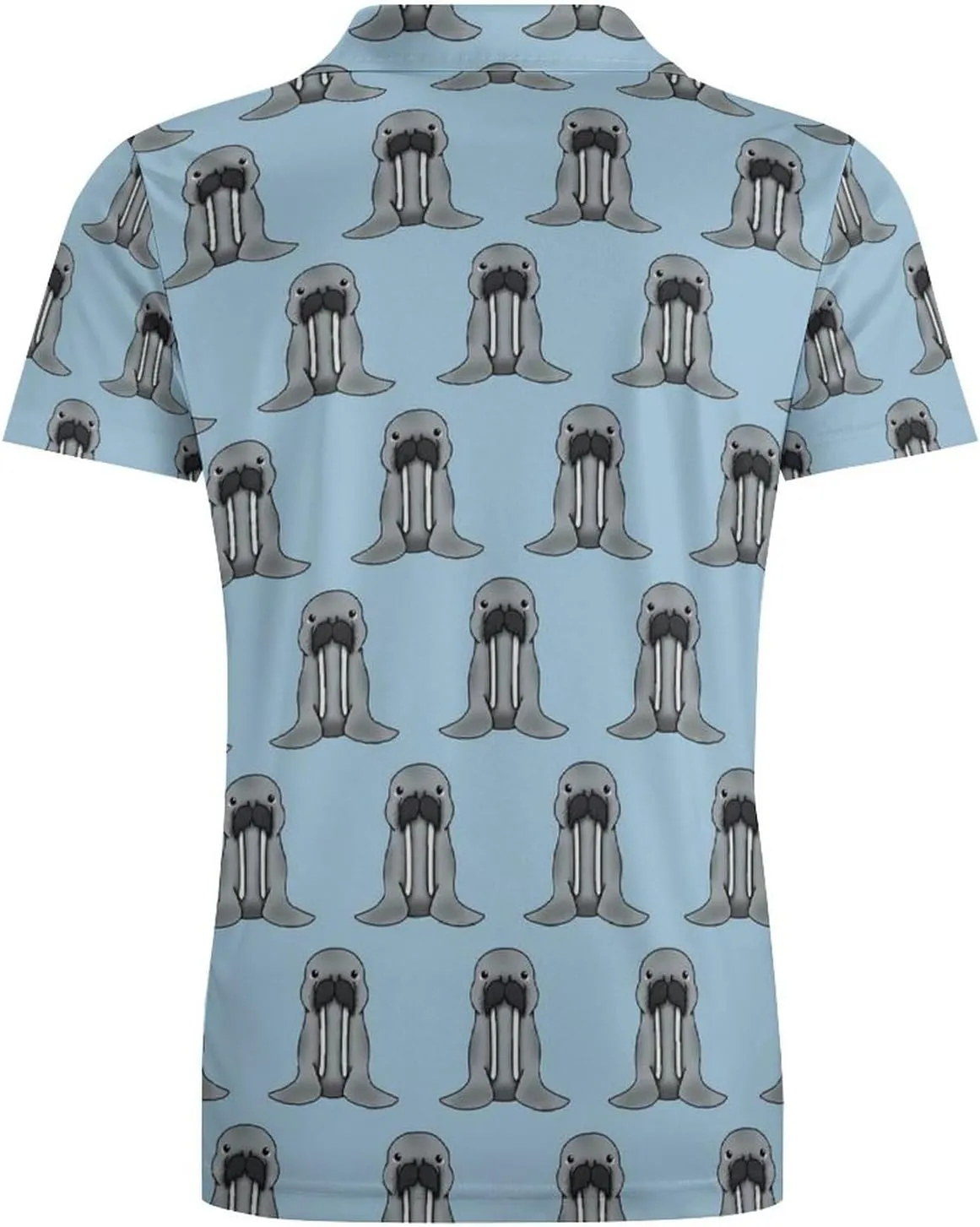 Walrus Chibi Polo Shirts for Men Short Sleeve Sports Quick Dry Golf Tennis Shirt