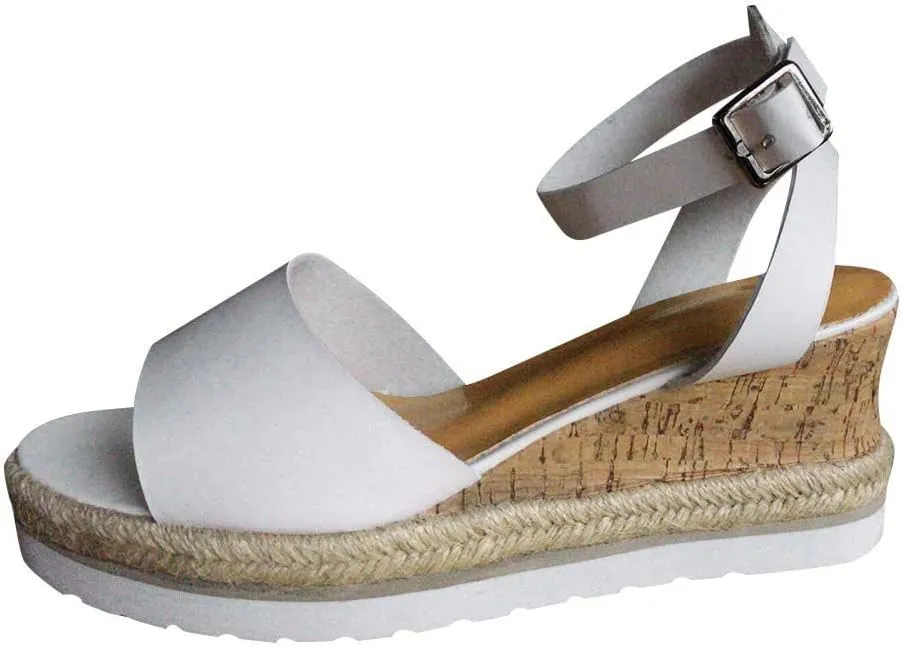Wedge Orthopedic Sandals for Women Open Toe Buckle Ankle Strap Platform Sandals Comfortable Summer Arch Support Shoes