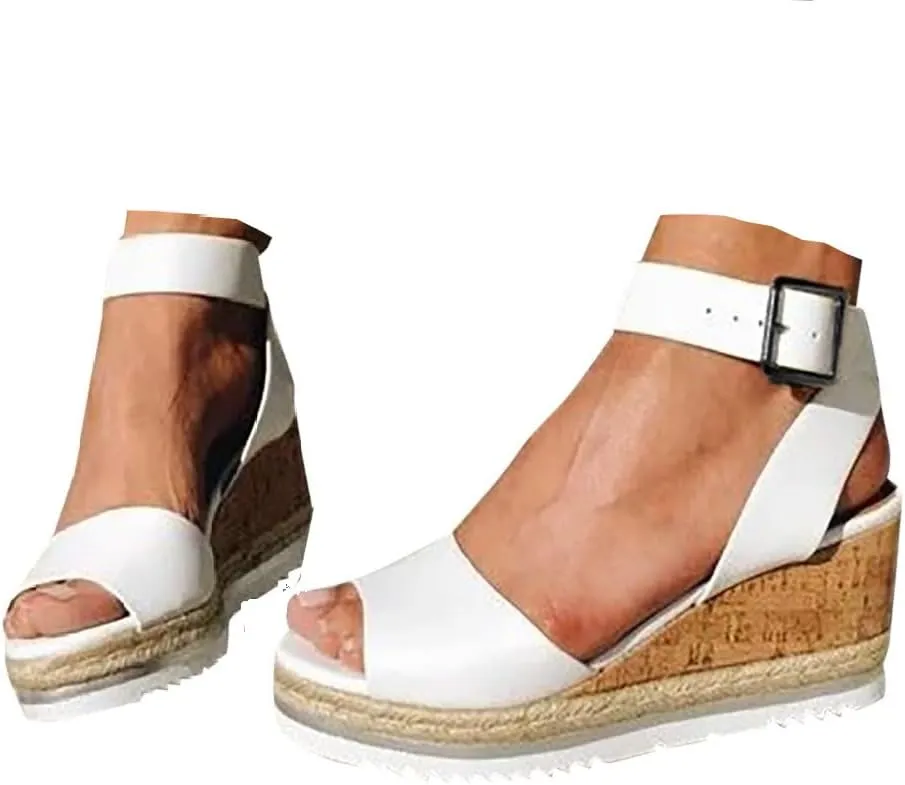 Wedge Orthopedic Sandals for Women Open Toe Buckle Ankle Strap Platform Sandals Comfortable Summer Arch Support Shoes
