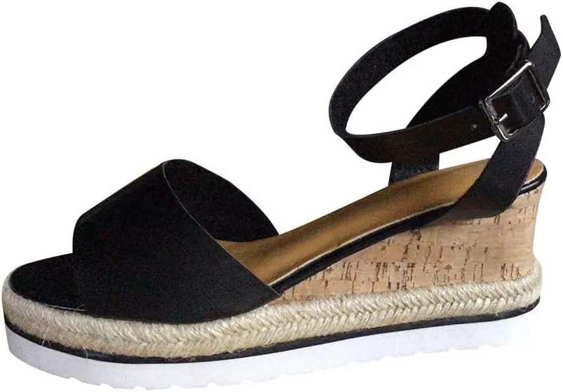 Wedge Orthopedic Sandals for Women Open Toe Buckle Ankle Strap Platform Sandals Comfortable Summer Arch Support Shoes
