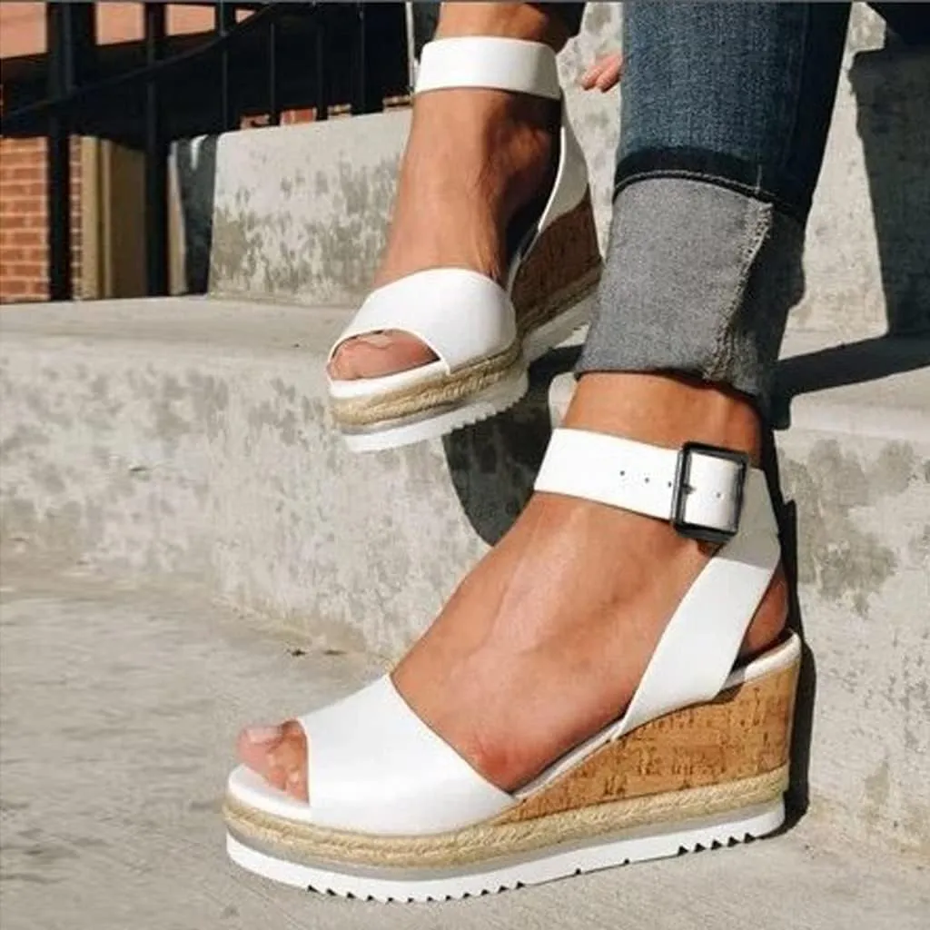 Wedge Orthopedic Sandals for Women Open Toe Buckle Ankle Strap Platform Sandals Comfortable Summer Arch Support Shoes
