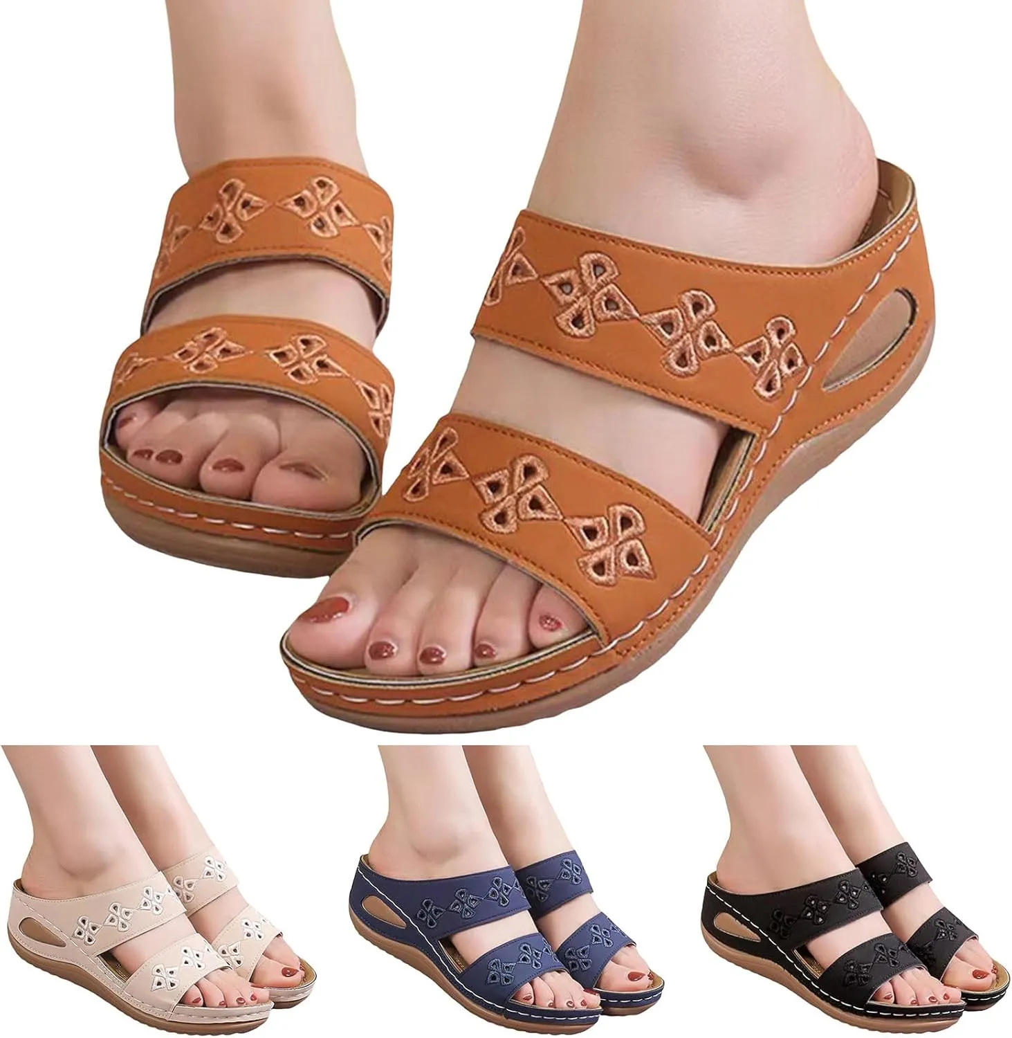 Wedges for Women Womens Flats Womens Casual Slip on Summer Wedge Sandals Dress Sandals Classic Wedge Heels Summer with Arch Support