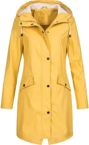 Windproof Jacket for Women Long Sleeve Button Hooded Plain Long Windbreaker with Pocket with Hood Zipper Loose Fit Plus Size