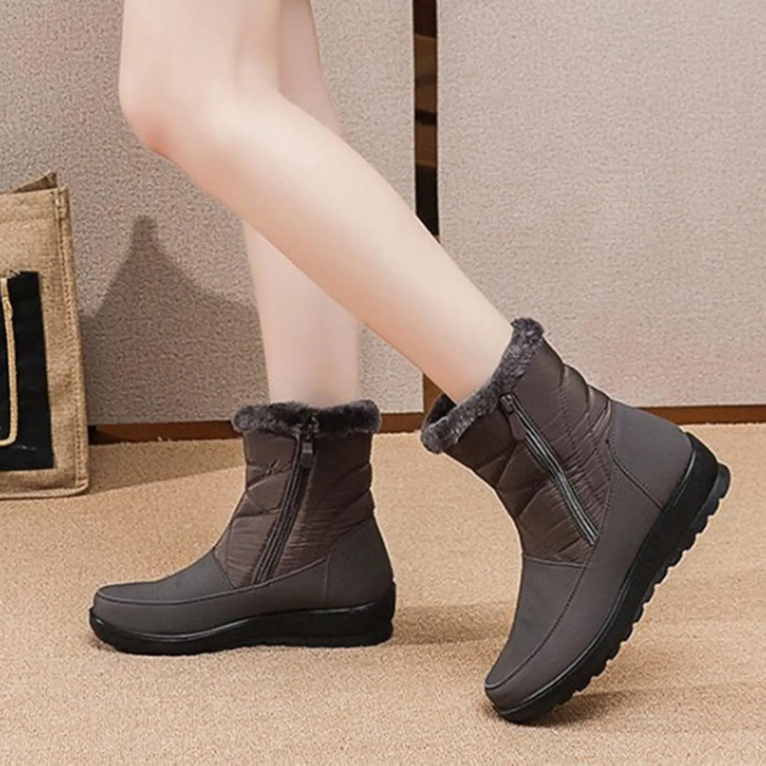 Winter Boots for Women Waterproof Snow Non Slip with Side Zipper Womens Winter Boots Wide Ankle Women Snow Boots 7 Wide Black Ankle Boots for Women Low Heel Winter Womens Insulated Waterproof Boots