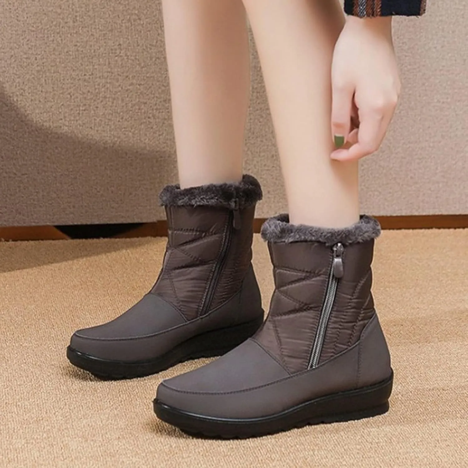 Winter Boots for Women Waterproof Snow Non Slip with Side Zipper Womens Winter Boots Wide Ankle Women Snow Boots 7 Wide Black Ankle Boots for Women Low Heel Winter Womens Insulated Waterproof Boots