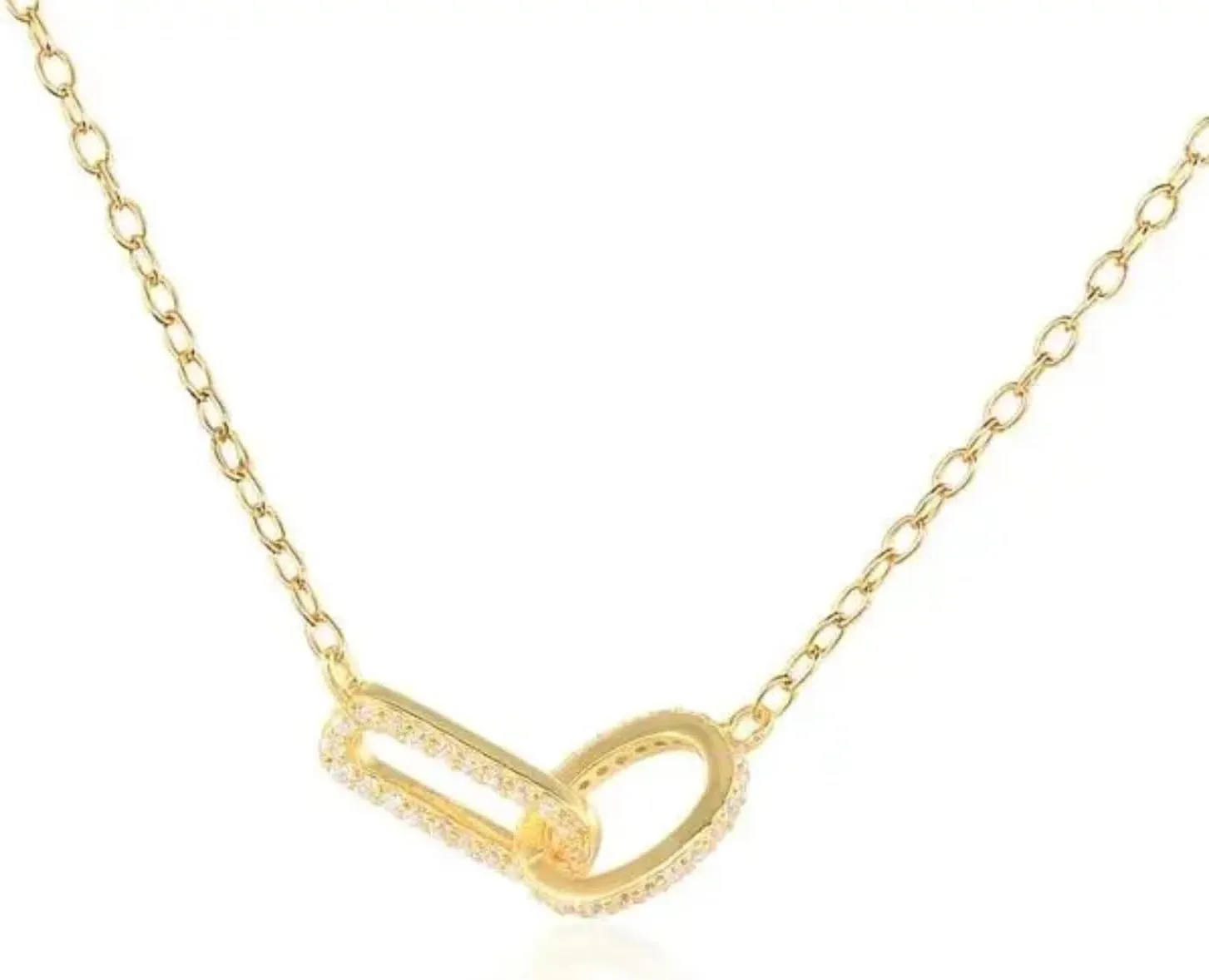 Women 925 Sterling Silver Double Circle Pendant Necklace Zircons Rectangle Oval Geometric Hollow Frame Charm
