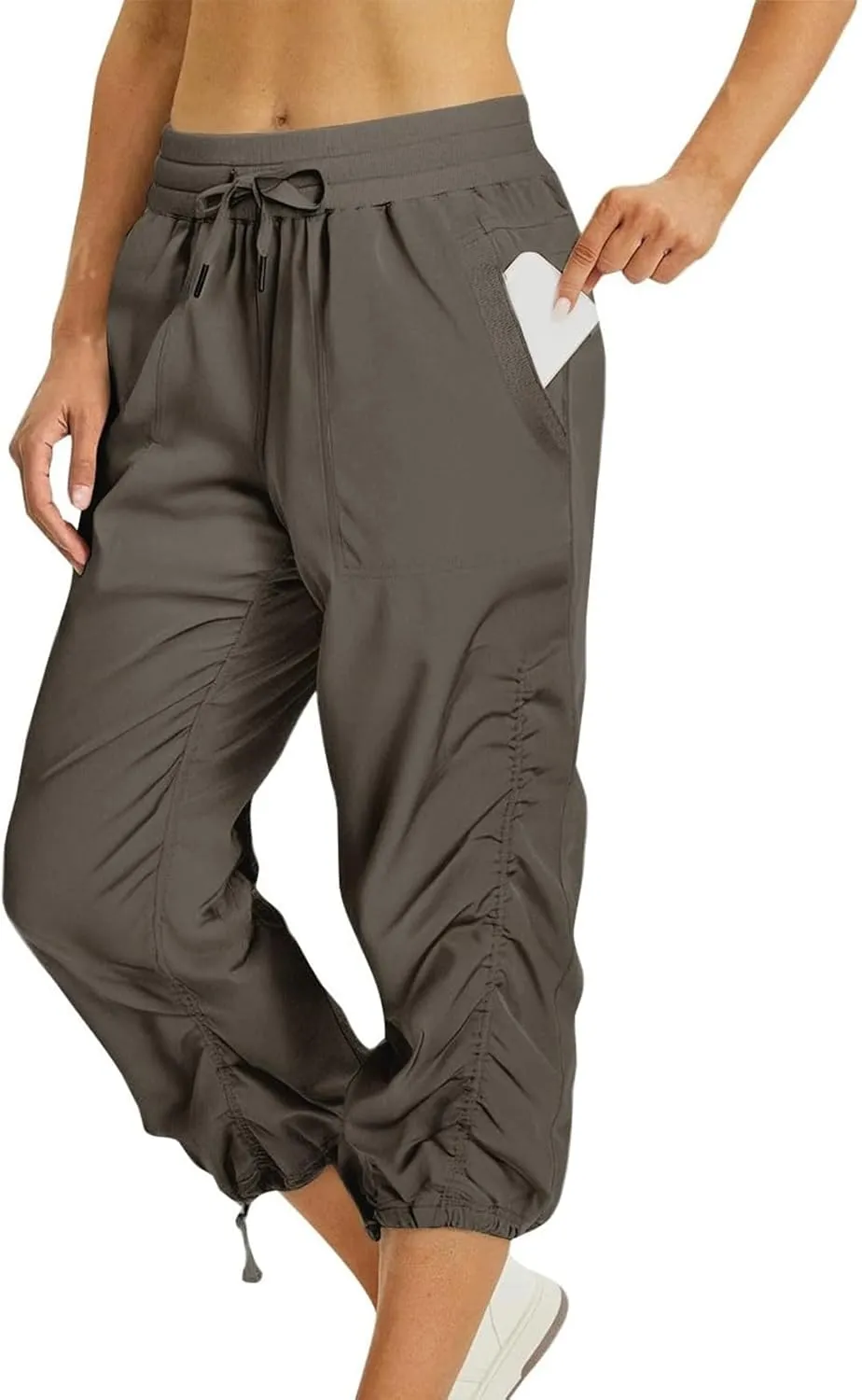Women Capri Pants Wide Leg Cropped Pants Drawstring Elastic High Waist Pant Casual Baggy Jogger Quick Dry Flowy Trouser