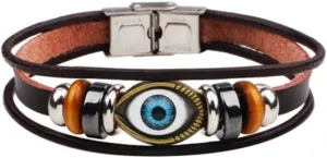 Women Evil Eye Leather Bracelet Beaded Wrap Bracelet Gift Wrap for Men Cousin Niece Nephew Aunt Birthday Anniversary
